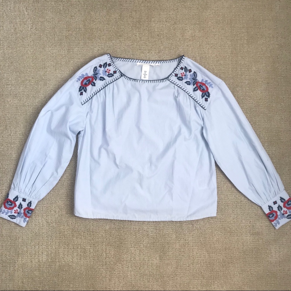 H&M Embroidered Long Sleeve Top